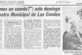 Hagamos un cuento?, este domingo en el Teatro Municipal de Las Condes.