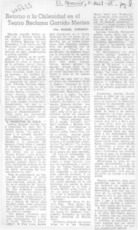 Retorno a la chilenidad en el teatro reclama Garrido Merino