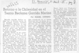 Retorno a la chilenidad en el teatro reclama Garrido Merino