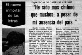 He sido más chileno que muchos; a pesar de mi ausencia del país".