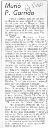 Murió P. Garrido.