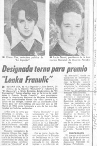 Designada terna para premio "Lenka Franulic".