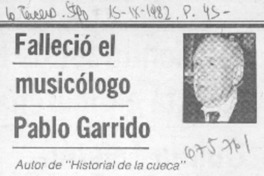 Falleció musicólogo Pablo Garrido.