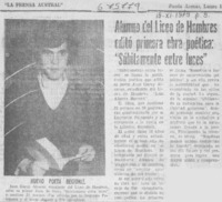 Alumno del Liceo de Hombres editó primera obra poética, "Súbitamente entre luces".