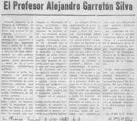 El profesor Alejandro Garretón Silva