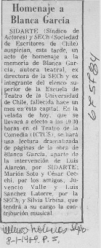 Homenaje a Blanca García.