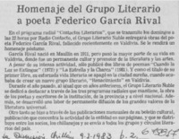Homenaje del grupo literario poeta Federico García Rival.
