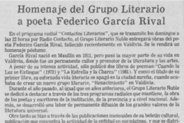Homenaje del grupo literario poeta Federico García Rival.