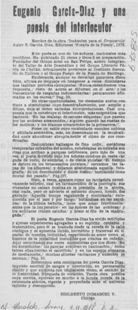 Eugenio García-Díaz y una poesía del interlocutor