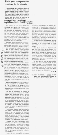 Hacia una interpretación cristiana de la historia