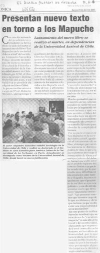 Presentan nuevo texto en torno a los Mapuches.