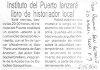 Instituto del Puerto lanzará libro de historiador local.