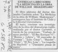 Entregan libro sobre "La medicina en la obra de William Shakespeare".