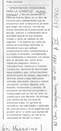 "Orientación vocacional para la juventud"