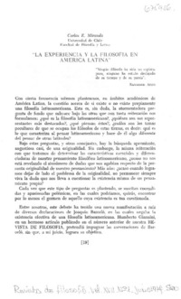 "La experiencia y la filosofía en América Latina"