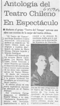 Antología del teatro chileno en espectáculo.