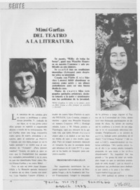 Mimi Garfias, del teatro a la literatura