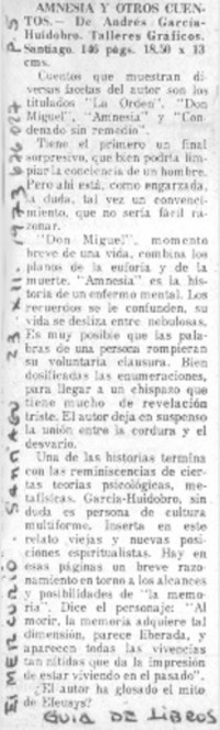 Amnesia y otros cuentos.