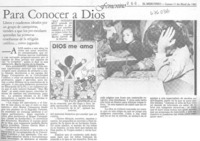 Para conocer a Dios.