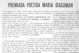 Premiada poetisa María Giacaman.