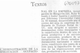 La Administración de la capacitación ocupacional en la empresa.