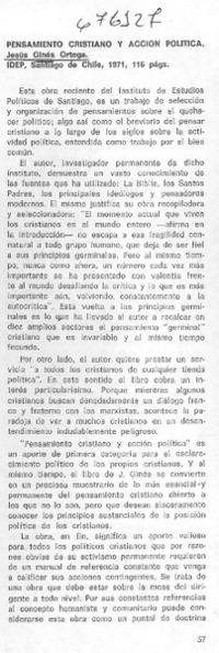 Pensamiento cristiano y acción política