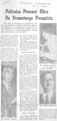 Polémica provocó obra de dramaturgo penquista.