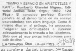 Tiempo y espacio en Aristóteles y Kant.