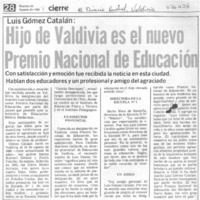 Hijo de Valdivia es el nuevo Premio Nacional de Educación.