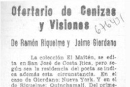 Ofertario de cenizas y visiones