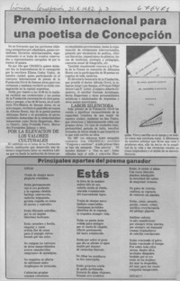 Premio internacional para una poetisa de Concepción.