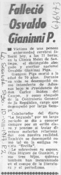 Falleció Osvaldo Gianinni P.