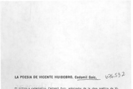 La poesía de Vicente Huidobro