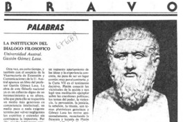 La institución del diálogo filosófico