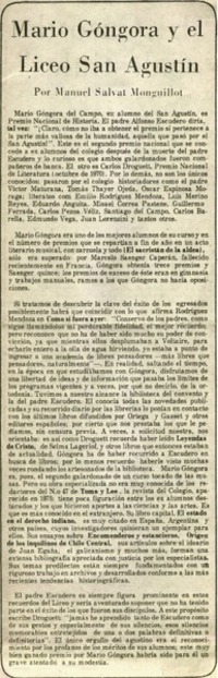 Mario Gógora y el liceo San Agustín