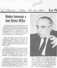 Rinden homenaje a Juan Gómez Millas.