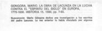 Góngora Mario. La obra de Lacunza en la lucha contra el "Espiritu del siglo" en Europa