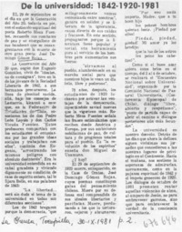De la universidad: 1842-1920-1981.