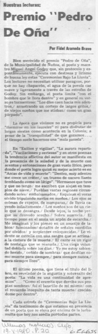 Premio "Pedro de Oña"