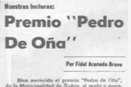 Premio "Pedro de Oña"