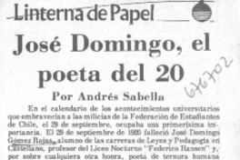 José Domingo, el poeta del 20