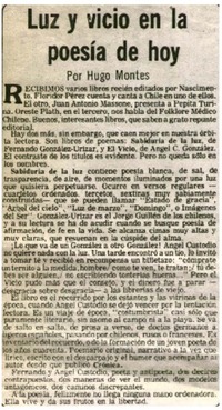 Luz y vicio en la poesía de hoy