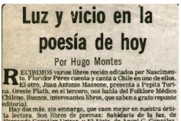 Luz y vicio en la poesía de hoy