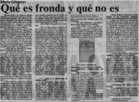 Qué es fronda y qué no es : [entrevista]