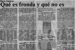 Qué es fronda y qué no es : [entrevista]