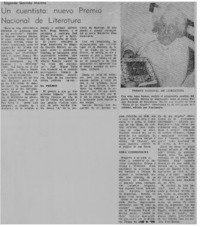 Un cuentista, nuevo Premio Nacional de Literatura.