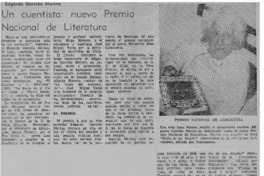 Un cuentista, nuevo Premio Nacional de Literatura.