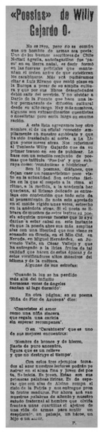 Poesías" de Willy Gajardo O.