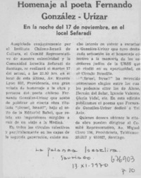 Homenaje al poeta Fernando González-Urízar.