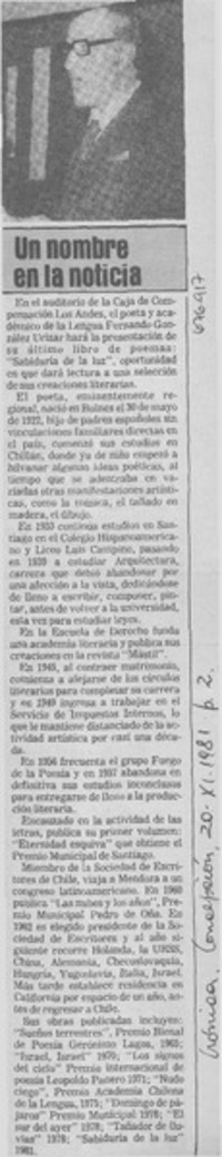 Un Nombre en la noticia.